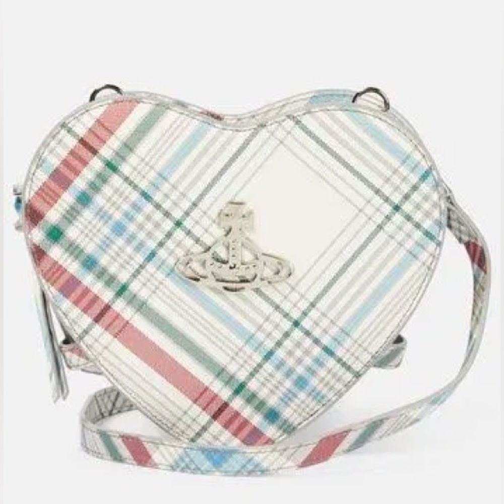 Vivienne Westwood Louise Tartan Crossbody Heart Bag with dust bag